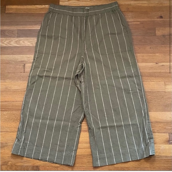 [Madewell] Linen-Cotton Huston Pull-On Crop Pants in Stripe - Picture 2 of 5